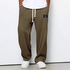Men's spring-autumn trendy brand loose-fitting stretchy straight-leg sweatpants. Waffle fabric. Micro-bouncy sporty casual pants