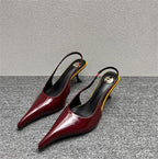 Women's Designer Heels Patent Leather Pointed Toe Sculptural Thin High Heels Sandals Pumps Runway Chic Luxury Party Dress Shoes