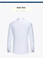 Men's Empire Neck French Cufflink Shirt Slim Fit Business Dress Assorted Cufflinks Lead Needle Large Tip Neck Men's White Shirt