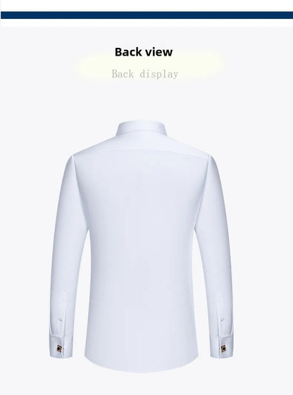 Men's Empire Neck French Cufflink Shirt Slim Fit Business Dress Assorted Cufflinks Lead Needle Large Tip Neck Men's White Shirt
