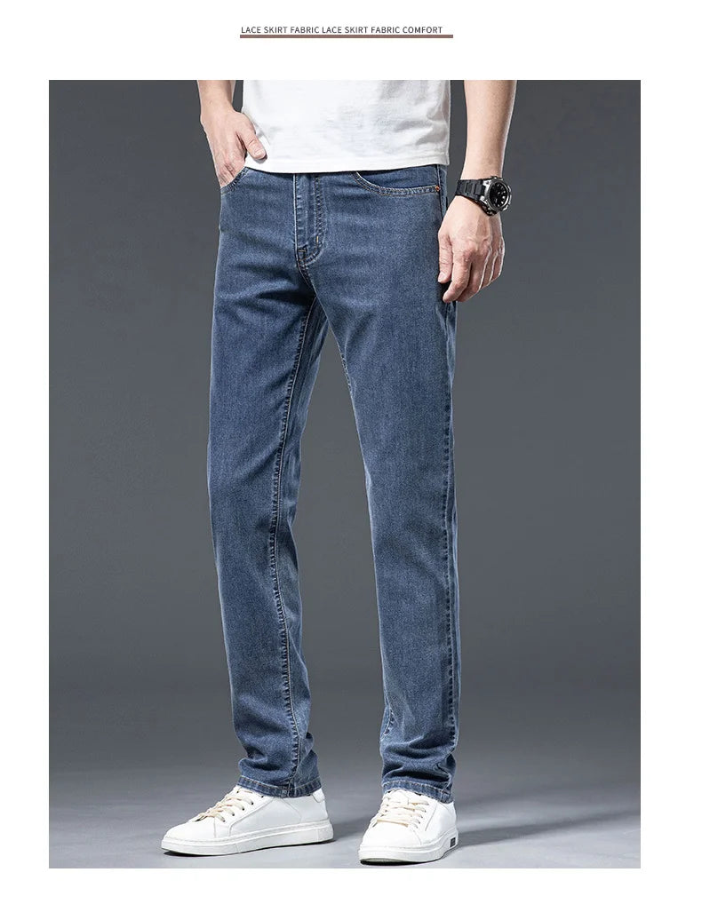 2026 Y2k Pants Men Thin Lyocell Spring Summer Classic Korean Youthful Vitality Men's  Jeans Lightweight Stretch Trousers