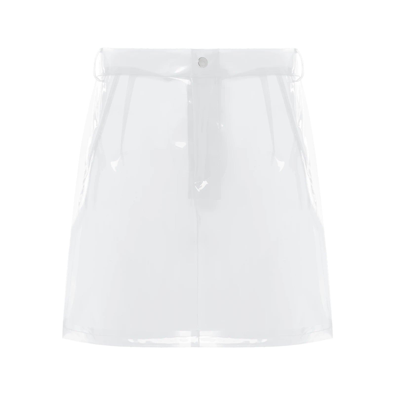 Transparent Pvc Disco Jazz Dance Bodycon Skirt for Women High Waist Pencil Miniskirt with Pockets See Through Cover Up Clubwear