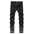 Autumn and Winter Fashion Trend Print Retro Straight Tube Elastic Men's Denim Pants Casual Sports Comfortable High-Quality Jeans