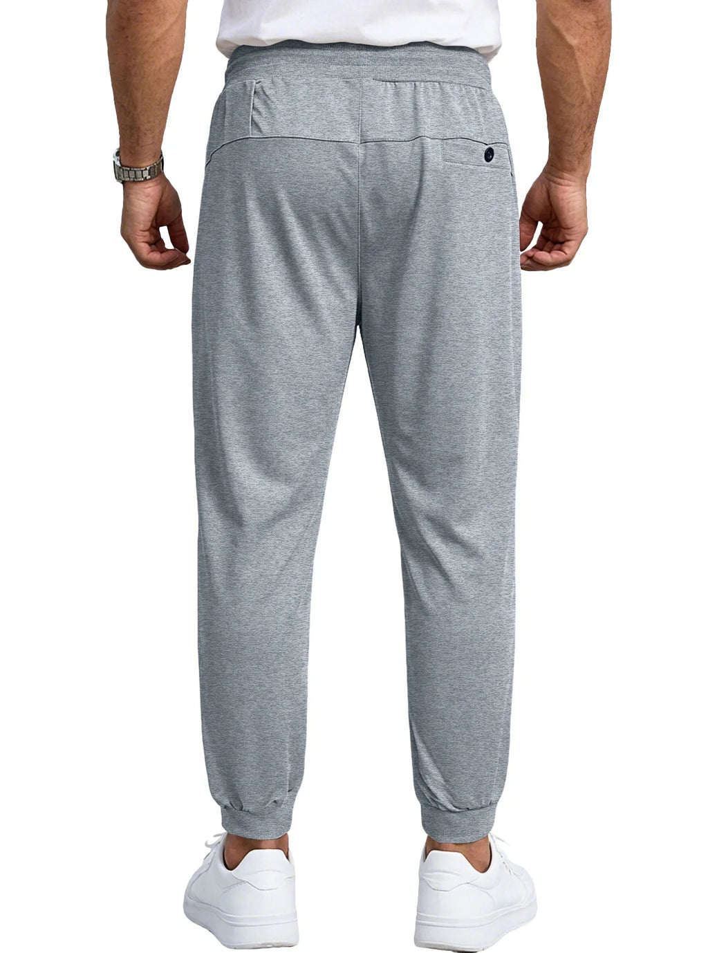 Spring/Autumn High-Quality Men's Sport Pants with Drawstring Cuffs and Zippered Pockets - Solid Color Elasticated Casual Pants