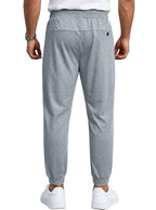 Spring/Autumn High-Quality Men's Sport Pants with Drawstring Cuffs and Zippered Pockets - Solid Color Elasticated Casual Pants