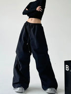 Y2k Hiking Straight Wide Pants Men Streetwear Cargo Paratrooper Pants Casual Brown Quick Dry Pocket Summer Travel Sport Trousers