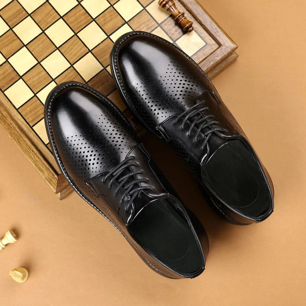 Men's Business Casual Leather Shoes Breathable Hollow Design Spring Summer Formal Shoes Comfortable Spring Summer Leather Footwe