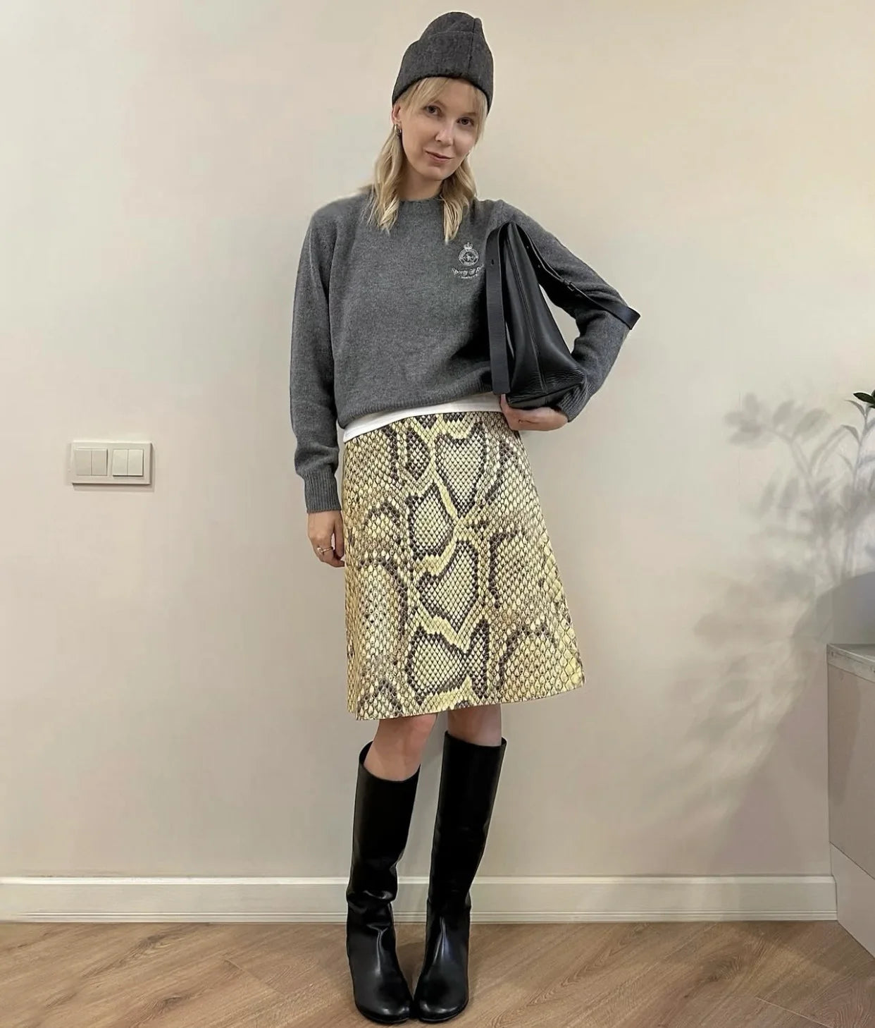 Tossy Snakeskin Printed Fashion Skirt Women's High Waist Slim Contrast Patchwork Commute Streetwear Female Vintage Y2k Skirt