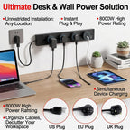 Wall Mounted Power Track Socket US EU UK Plug Adapter 40/50cm Office Electrical Outlet Wall socket USB Type C Grey Black