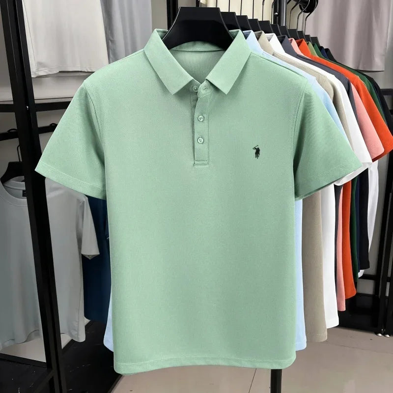 Luxury brand pony embroidered short sleeve men's polo shirt new business casual breathable summer comfort high-end Paul T-shirt