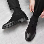 2026 New Men's Soft Leather Shoes Sandals Business British Style Groom Wedding Suit Perforated Breathable Anti-Slip