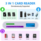 OTG 3 in 1 TF SD Card Reader Data Transmission Splitter Camera Reader Adapter for iPhone 15 14 13 12 11 XR Pro Max XR Android