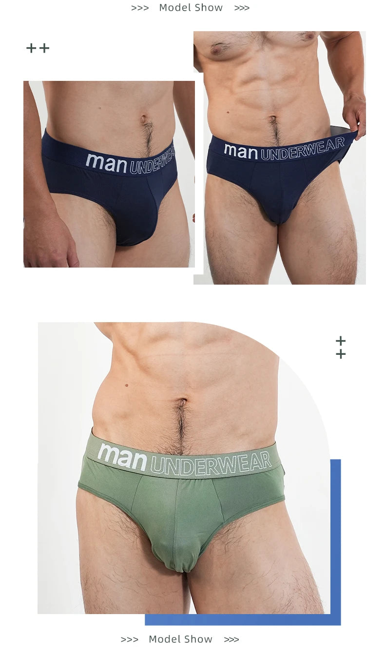 2pcs Fashion Mens Sports Briefs Sexy Triangle Short Panties Simple Male Underwear Everyday Comfortable Underpants Free Shipping