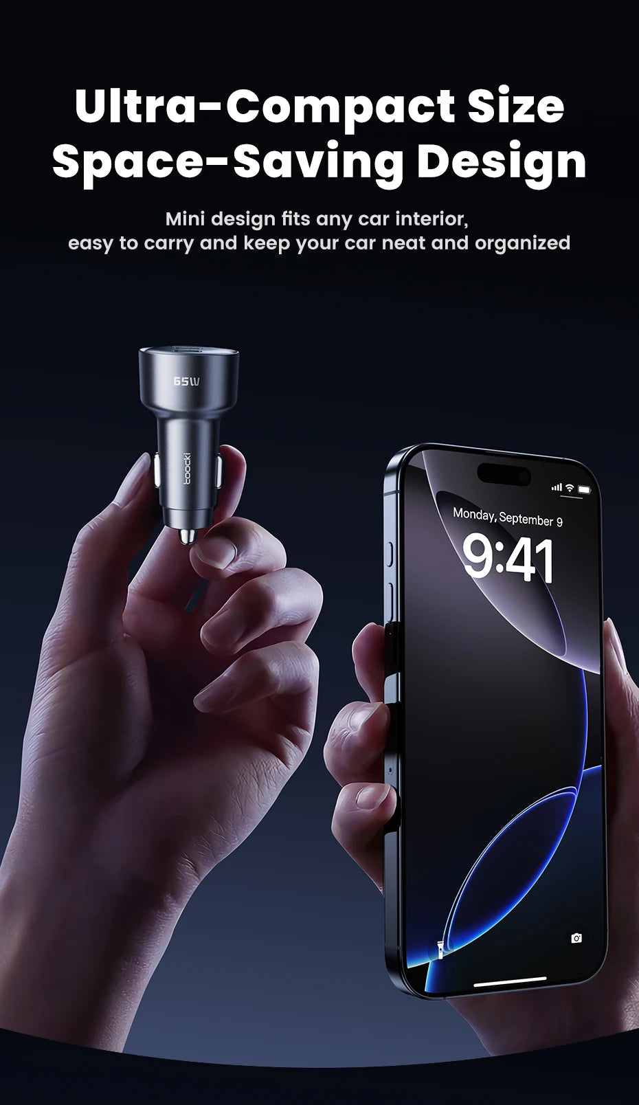 Toocki 65W Car Charger PD 35W Fast Charge for iPhone 16 15 14 Samsung S24 AFC USB C Car Phone Charger for Xiaomi Huawei Realme