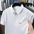 men's summer short sleeved sports polo shirt letter printed breathable t-shirt with air holes casual fashionable men's clothing