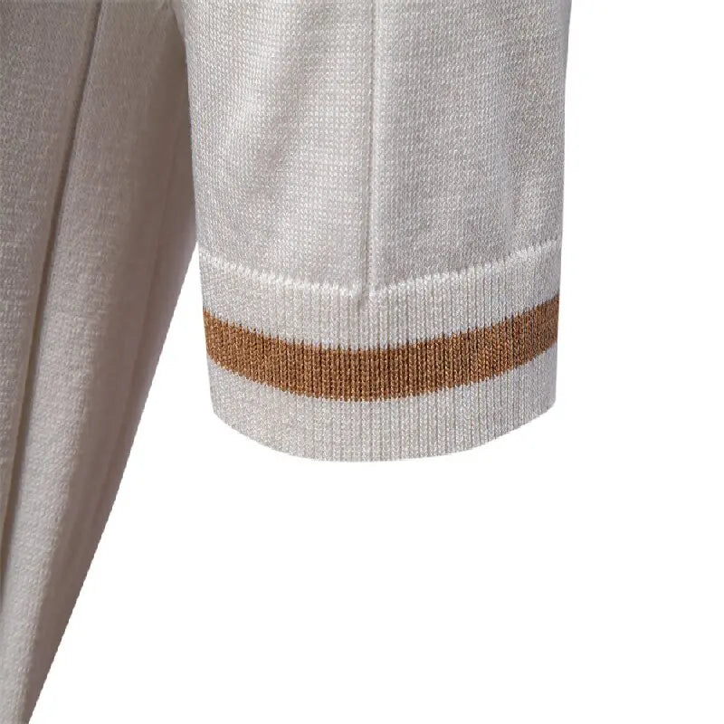 New men's business casual short-sleeved fashion trend knitted POLO shirt with lapel and half-zip pullover design.