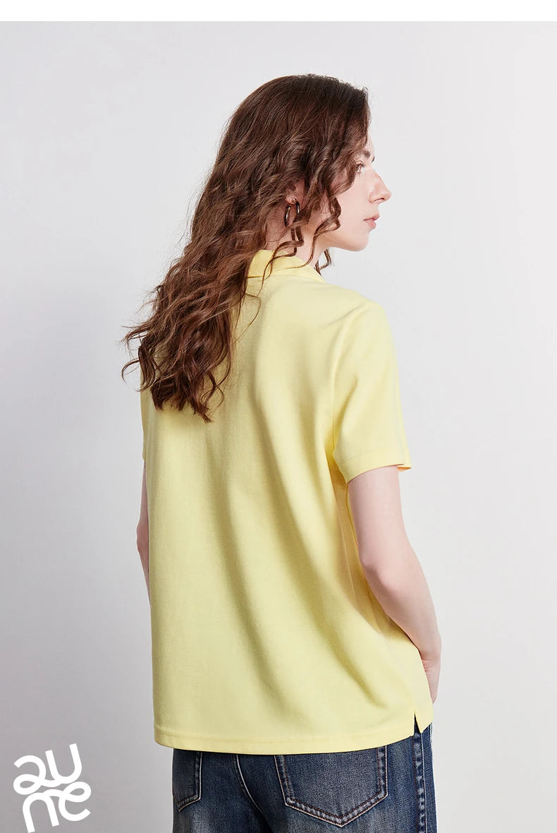 TOYOUTH Women Polo Shirt 2026 Summer New Breathable Short Sleeve Versatile Pullover Tops