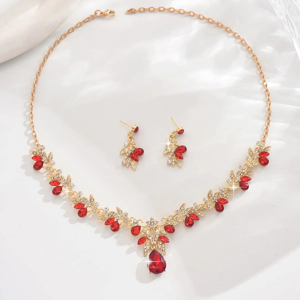 3pcs New Fashion Necklace Sets for Women Waterdrop Collar Choker Necklace Earring Jewelry Set for Prom Birthday Bridal Wedding