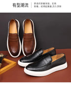 New 2025 Summer Men Casual Slip On Dress Shoes Black Brown British Style Platform Men Driving Loafers Shoes