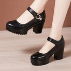 Small Big Size 32-43 Block Heel Platform Shoes 2026 Fall Spring Med Heels Pumps Ladies Wedding Work Shoes for Office