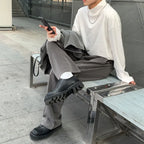 Spring Summer New Fashion Men's Korean Striped 2-piece Set Suits Blazers Pants Casual Trendy Straight Business Suit Male Sets