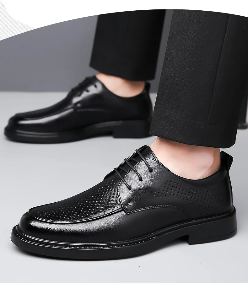 2026 Summer Hollow Out Breathable Deodorant Genuine Leather Business Dress Shoes British Style High-end Formal Shoes Hot Sale