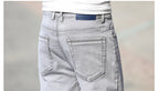 2026 Summer Brand New Men's Straight Loose Thin Jeans Simple Casual Clothing Lightweight Cotton Stretch Light Grey Jeans