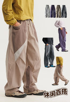 Men Outdoor Lightweight Quick Dry Ultra Loose Casual Splice Wide Leg Techwear Track Cargo Pants Women Streetwear Baggy Trousers
