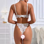 Tornova Sexy Lace Lingerie Suit for Women Mesh See-through Sexy Interesting Lingerie Two-Piece Ladies Body Shaping Underwear Set