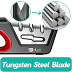 Four in One Kitchen Sharpener Restores Serrated Blade Knives and Scissors, Diamond Tungsten Steel Ceramics