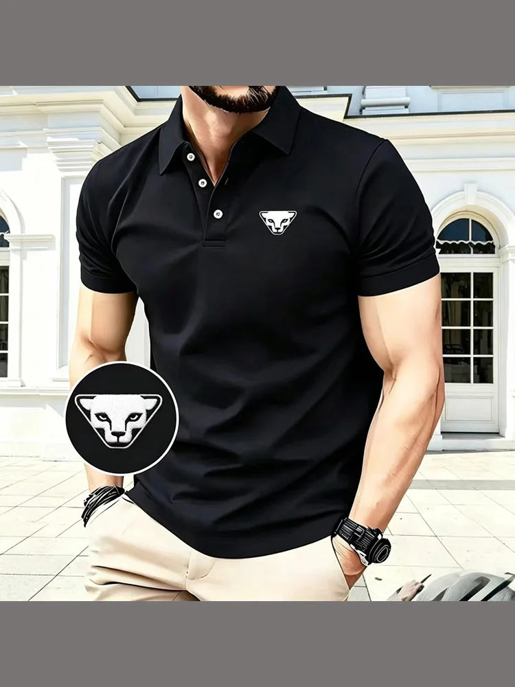 Embroidery polo shirt ultra-light men's quick-drying breathable sweat-wicking shirt suitable for fitness gym and running