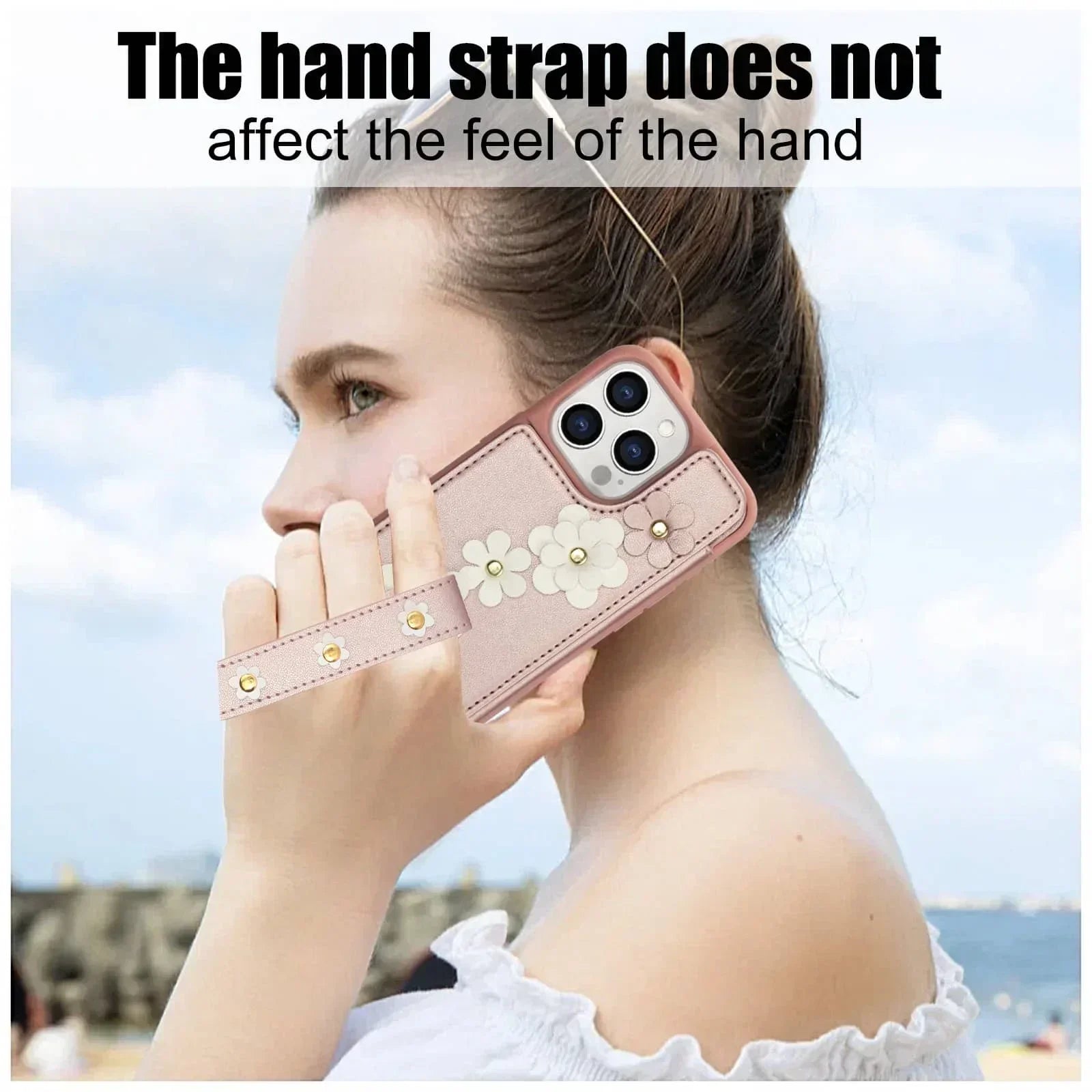 For iPhone 16 15 14 Pro Max Plus Case, Wallet with Card Holder, Cute Flower Design Crossbody Purse, Magnetic Kickstand Cover