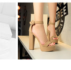 New Fashion Simple Comfort Women Platform High Heels Sandals Summer Peep Toe Party Wedding Pumps Buckle Slimming Shoes