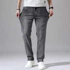 Cotton Stretch Jeans Business Casual Men's Thin Denim Jeans Grey Spring Summer Brand New Fit Straight Lightweight