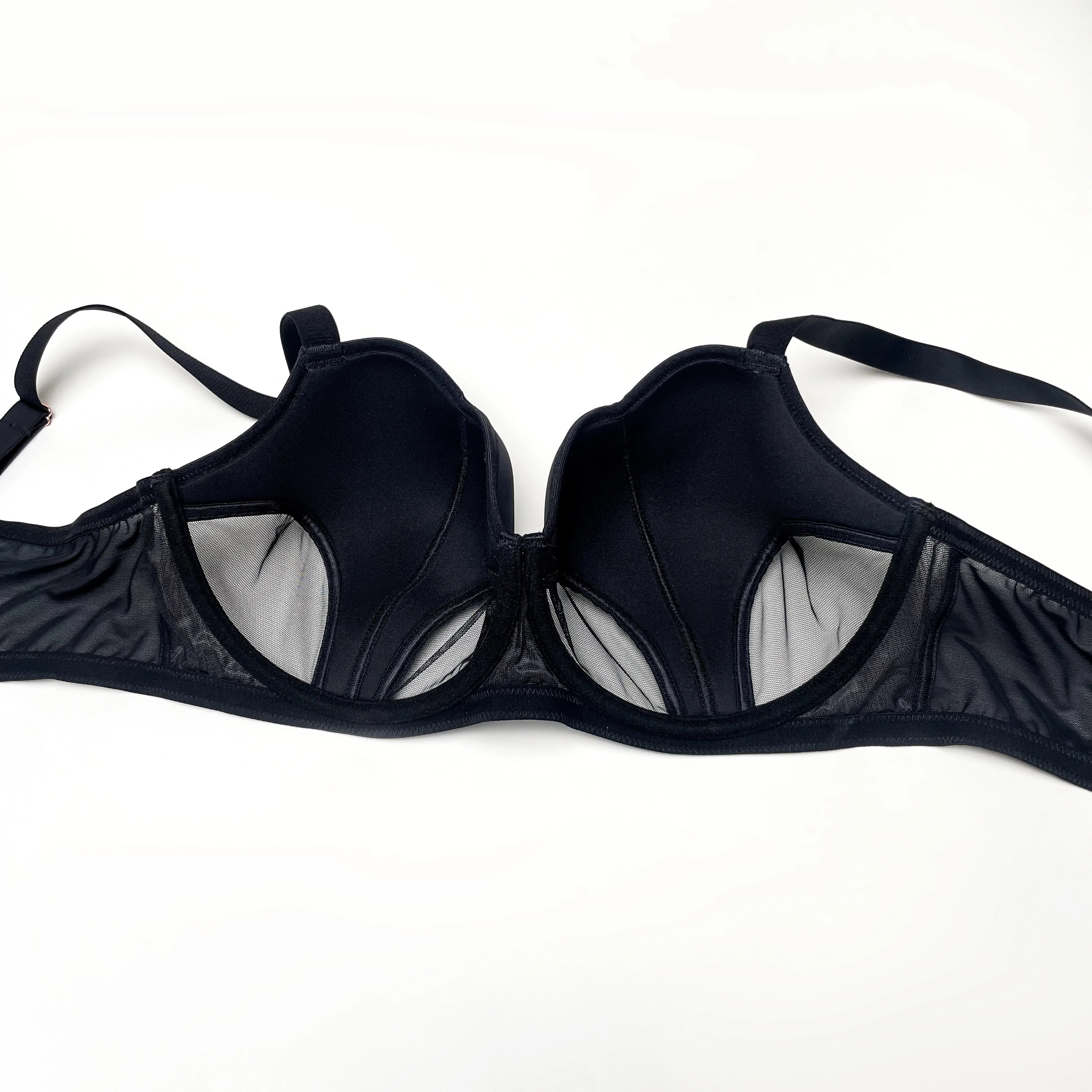 Women Plus Size Minimizer Sheer Mesh Bra And Panty Set Underwire Full Coverage Big Cup D E F G H I Curvy Lingerie 2 Pieces D