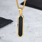 Stylish Men's Black Enamel Necklace,Stainless Steel Geometric Square Small Dogtags Necklace,Anniversary Birthday Father Gift