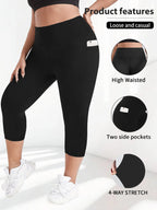 Women High Waist Plus Size 7/8 Yoga Leggings with Pockets Milk Silk Breathable Sport Women's pantss Base Leggings for Fitness