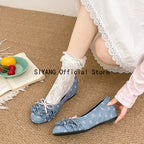 Polka Dot Mary Jane Shoes Women Sweet Ruffle Internal Elevation Shoes Ladies Soft Sole Slip On Daily Comfort Dress Footwear