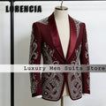 Glitter Crystal Men Suits 2 Pieces Jewelry Tuxedos Set Wedding Party Outfits 2025 Customized Blazer Pants roupas masculinas