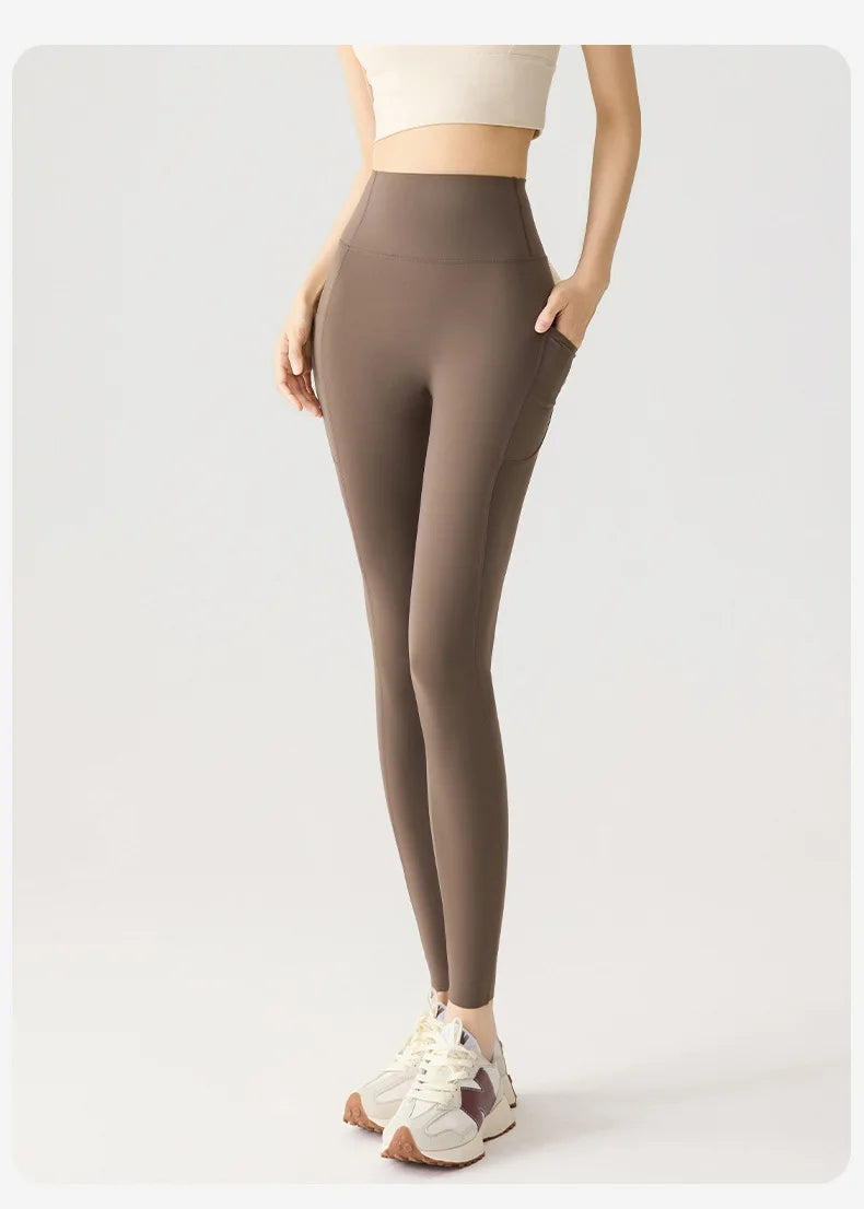 Women's Pockets Yoga Pants Cloud Touch Ice Silk Shark Leggings High Waist Tummy Control Butt Lifting Sports Leggings  Running