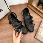Sweet Lolita Cross Buckle Strap Women Mary Jane Shoes Fashion Multi Metal Buckle Shoes Retro Wedding Party Dress Ladies Pumps