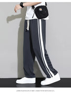 Summer New Men Sweatpants Joggers Straight Pants Neutral Breathable Loose Outdoor Quick Drying Fabric Striped Casual Trouser