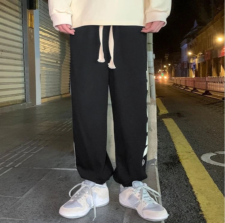 Trousers Hip-hop Wide Leg Sweatpants For Men Summer Stylish Training Cotton Loose Elastic Y2k Casual Baggy Male Sweat Pants L
