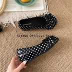 Polka Dot Mary Jane Shoes Women Sweet Ruffle Internal Elevation Shoes Ladies Soft Sole Slip On Daily Comfort Dress Footwear