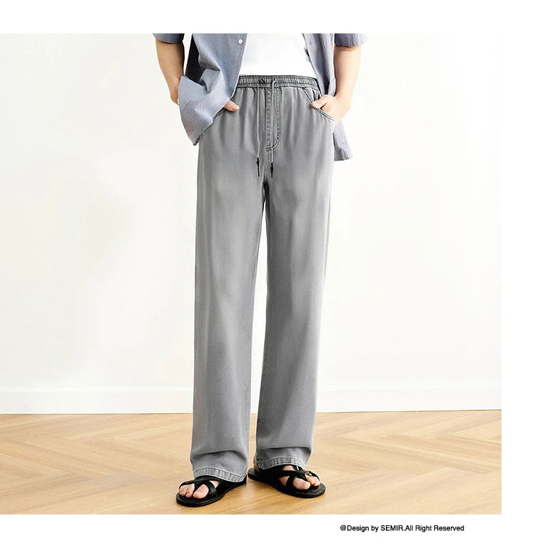 Semir Men Pants Denim American Vintage Loose Straight Leg Trendy Fashion Comfort Commute 2026 Summer Casual Style Top