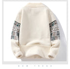 Men's Fashion stripe pattern Sweaters 2024 Autumn/Winter Loose Knittwear Men sweater youth Thick Warm wool pullovers M-4XL ﻿