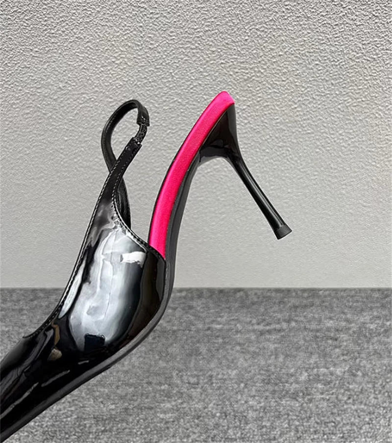 Women's Designer Heels Patent Leather Pointed Toe Sculptural Thin High Heels Sandals Pumps Runway Chic Luxury Party Dress Shoes
