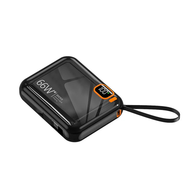 66W 10000/20000mAh Power Bank for IPhone Huawei and Samsung Mobile Phones Built-in Cable PD Two-way Power Bank