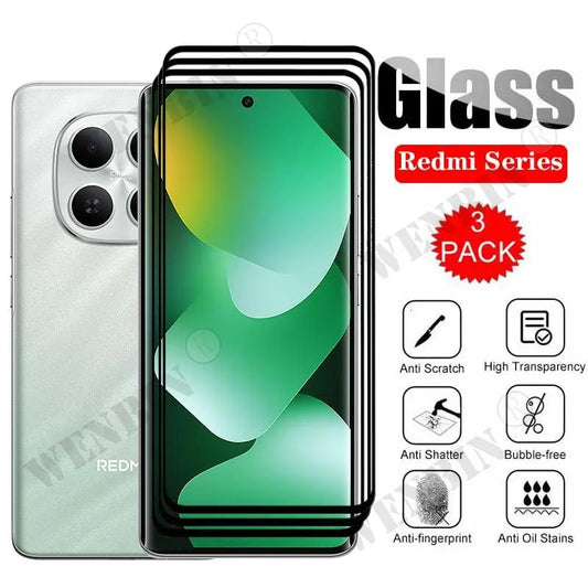 3 Pcs Tempered Glass For Redmi Note 15 / Note 15 Pro / Note 15 Pro Plus 4G 5G Curved Full Cover Screen Protector