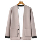 Solid Color Men's Knitted Cardigan Spring Autumn New Fashion Casual Wearable Sweater Middle-aged Coat